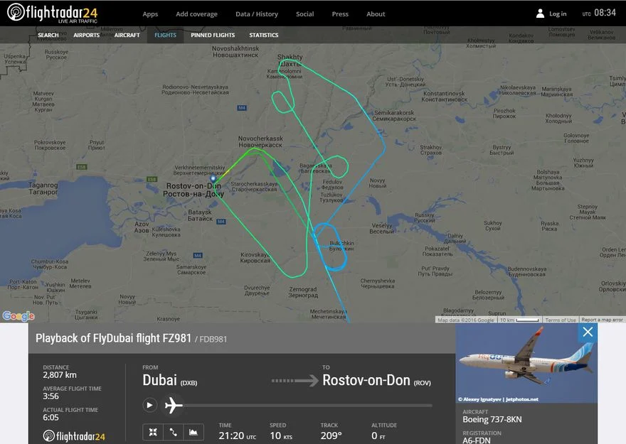 Данные Flightradar24.com по рейсу FZ-981