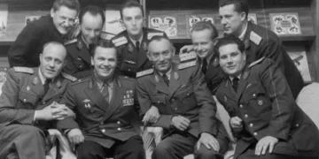 ivan kozhedub 2nd left sits