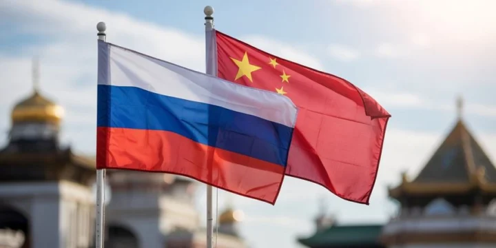 russia china flags