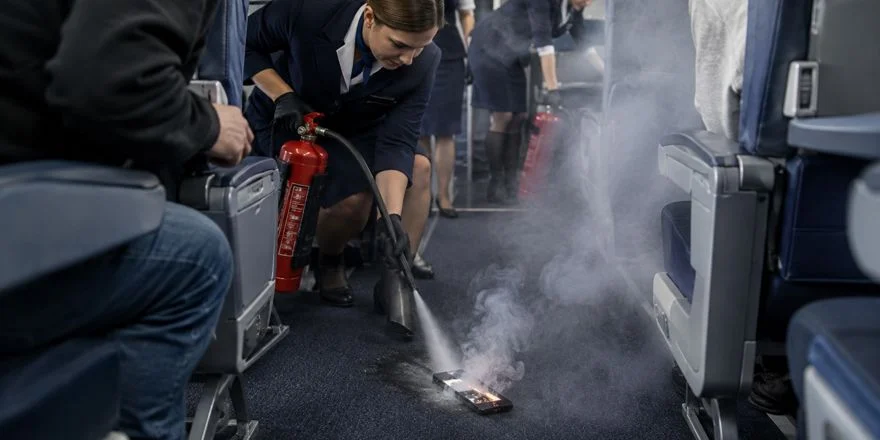 mobile phone fire onboard